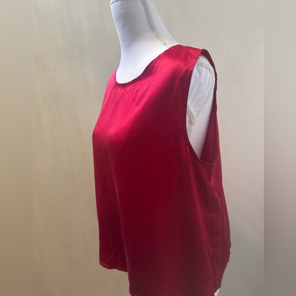 Eileen Fisher ❤️ 100% Silk Red Burgundy Tank Top Blouse ✨ Medium | Gorgeous! - Picture 4 of 9
